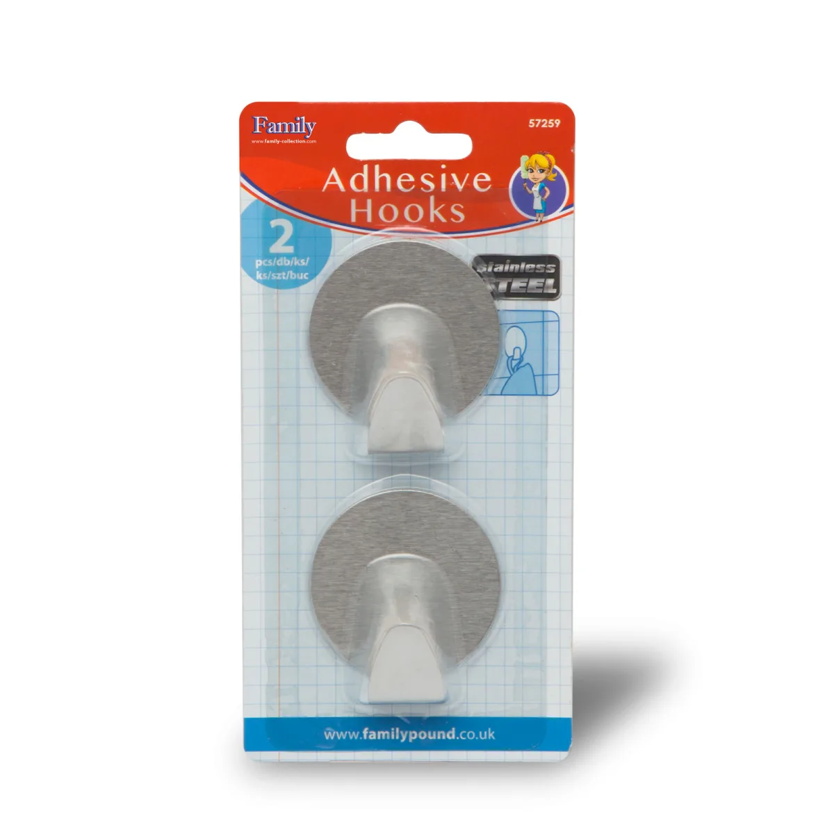 Set de agatatoare autoadezive, otel inoxidabil, gri, 2 kg - imagine 3
