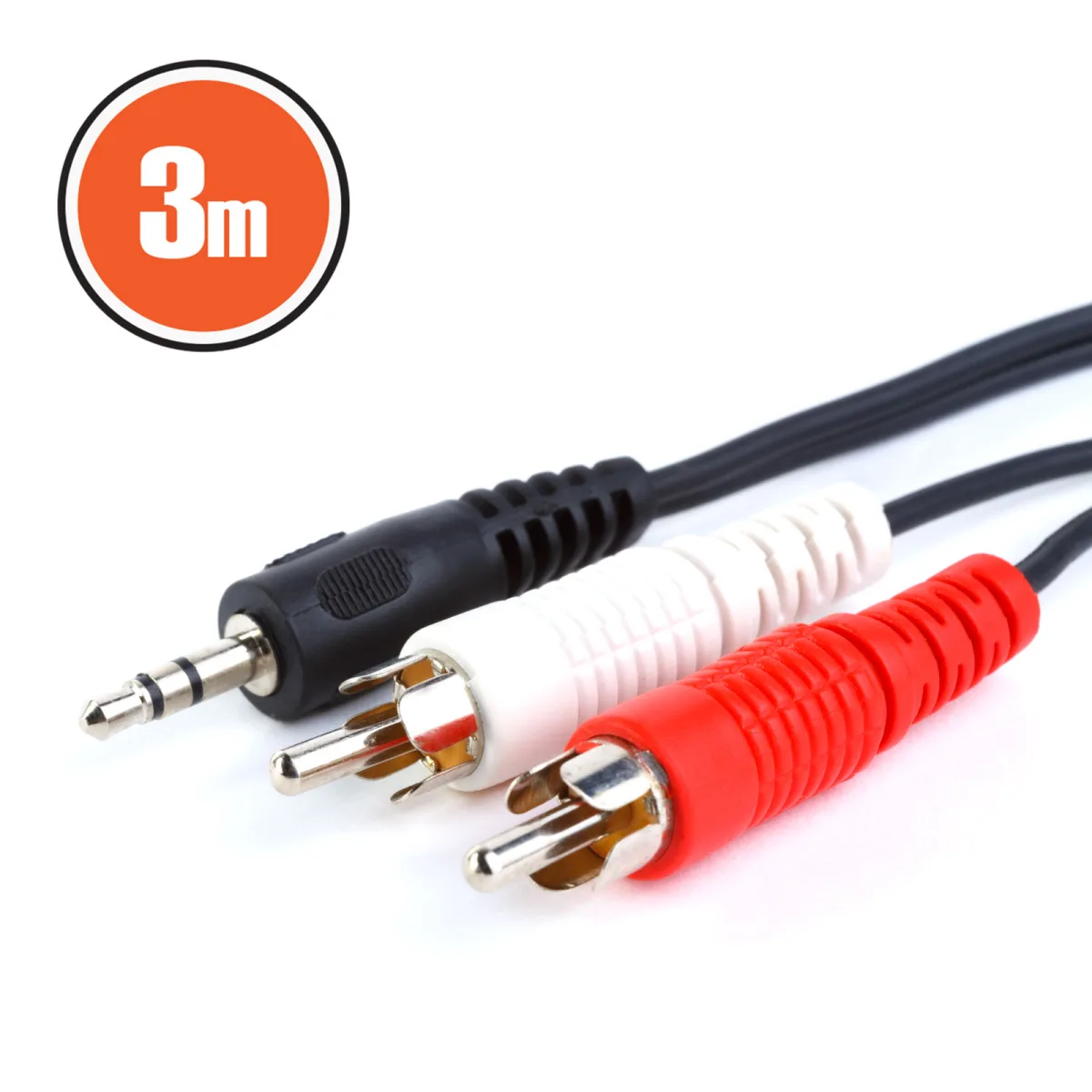 Cablu RCA la jack 3.5mm stereo, 2x RCA tata, 3m, audio video, adaptor