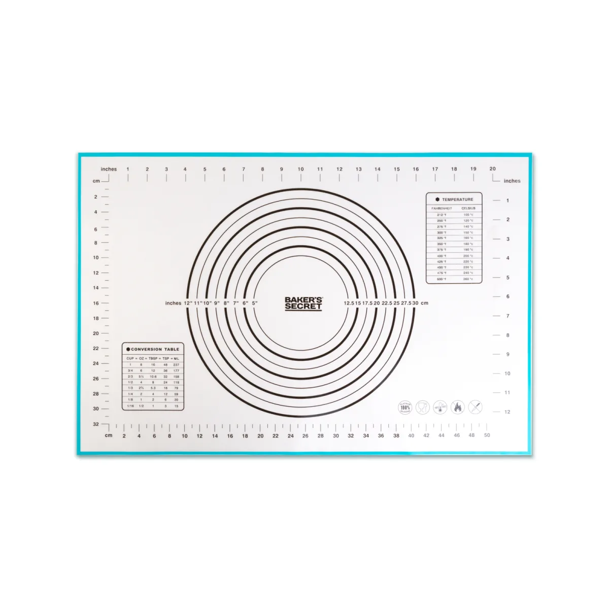 Covoras silicon framantat Baker's Secret 60 x 40 cm, plansa pentru aluat cu marcaje pentru intins si coacere