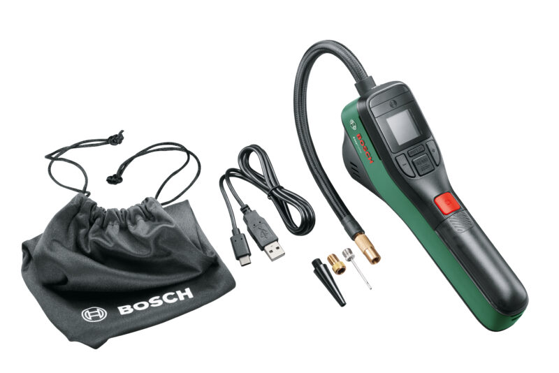 90460 12145 0603947000 scaled - Bosch EasyPump Pompa pneumatica cu acumulator integrat, 3.6V, 3Ah, 10bar, cablu USB + geanta - SOLGARDEN