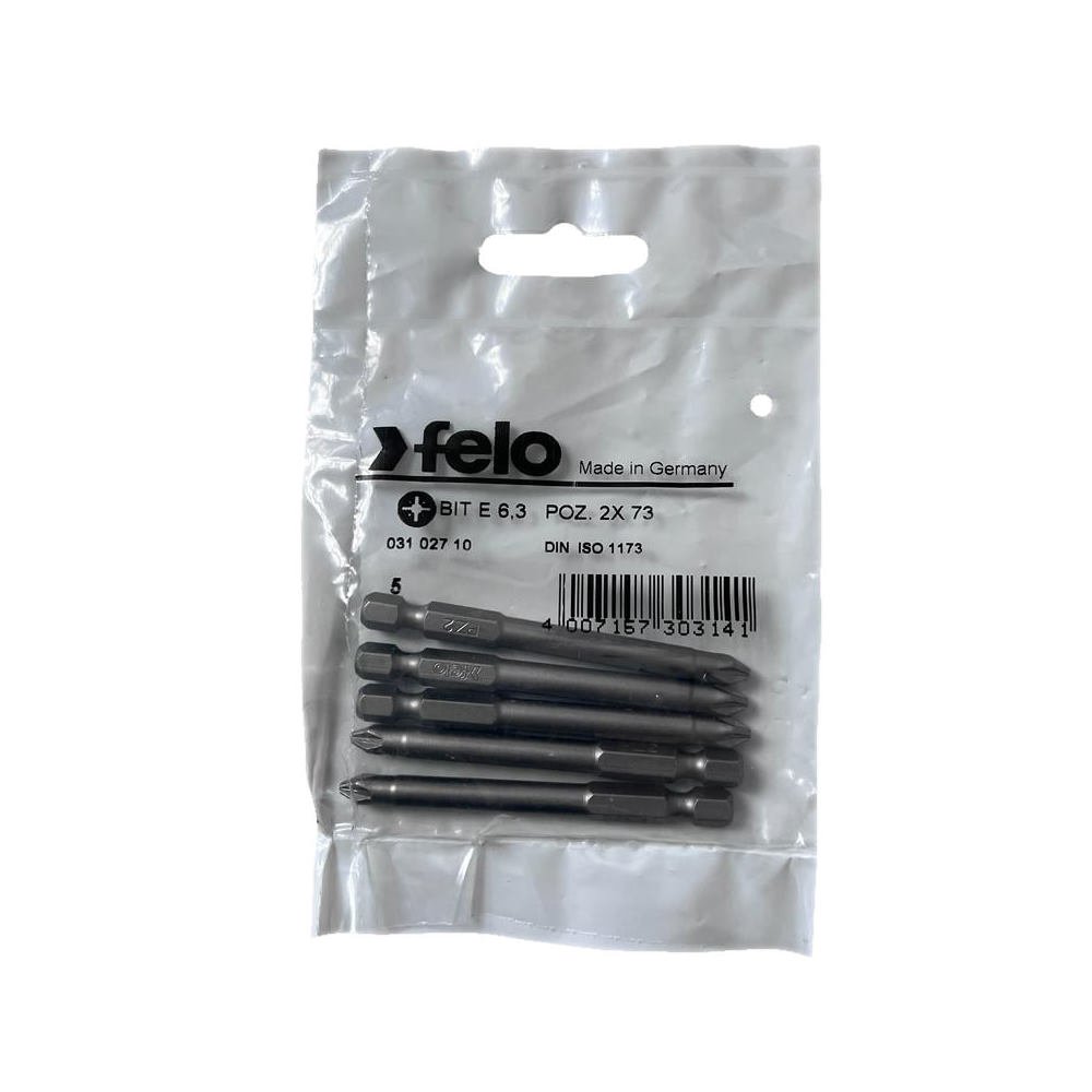 set 5 biti felo, seria industrial profil pozidrive, e6.3, pz2, 73mm 2 Set 5 biti Felo, seria Industrial profil Pozidrive, E6.3, PZ2, 73mm - imagine 2