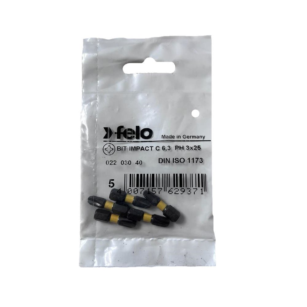 set 5 biti felo, seria impact profil philips, c6.3, ph3, 25mm 1 Set 5 biti Felo, seria Impact profil Philips, C6.3, PH3, 25mm