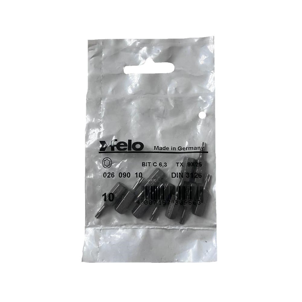 set 10 biti felo, seria industrial profil torx, c6.3, tx9, 25mm 2 Set 10 biti Felo, seria Industrial profil Torx, C6.3, TX9, 25mm - imagine 2