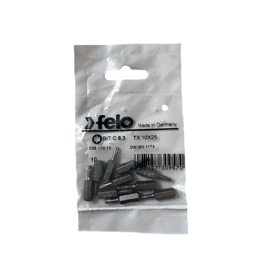 set 10 biti felo, seria industrial profil torx, c6.3, tx10, 25mm 2 Set 10 biti Felo, seria Industrial profil Torx, C6.3, TX10, 25mm - imagine 2
