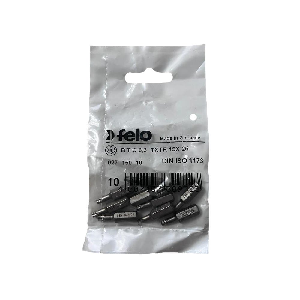 set 10 biti felo, seria industrial profil torx tr, c6.3, ttx15, 25mm 1 Set 10 biti Felo, seria Industrial profil Torx TR, C6.3, TTX15, 25mm