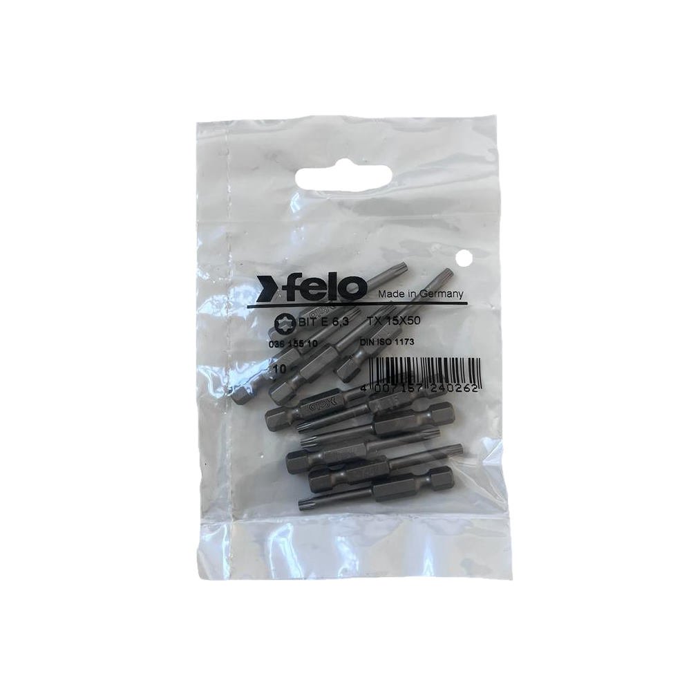 set 10 biti felo, seria industrial profil torx, e6.3, tx15, 50mm 2 Set 10 biti Felo, seria Industrial profil Torx, E6.3, TX15, 50mm - imagine 2
