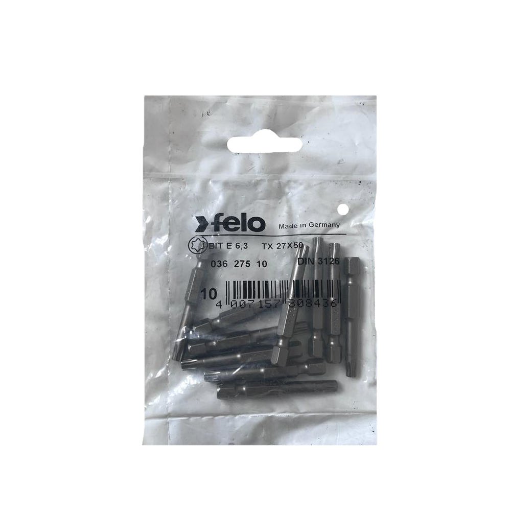 set 10 biti felo, seria industrial profil torx, e6.3, tx27, 50mm 2 Set 10 biti Felo, seria Industrial profil Torx, E6.3, TX27, 50mm - imagine 2