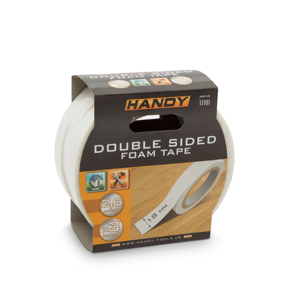 Set banda dublu adeziva din spuma 3 role 18 mm x 2.6 m, pentru fixare usoara si bricolaj - imagine 2