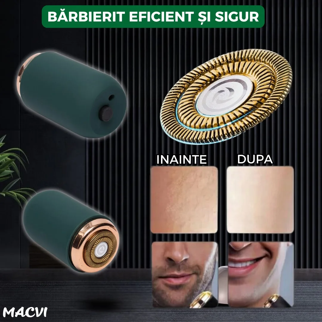 Mini aparat de ras portabil Macvi®, Depilare rapida si eficienta, incarcare USB, autonomie 60 minute, Verde - imagine 2