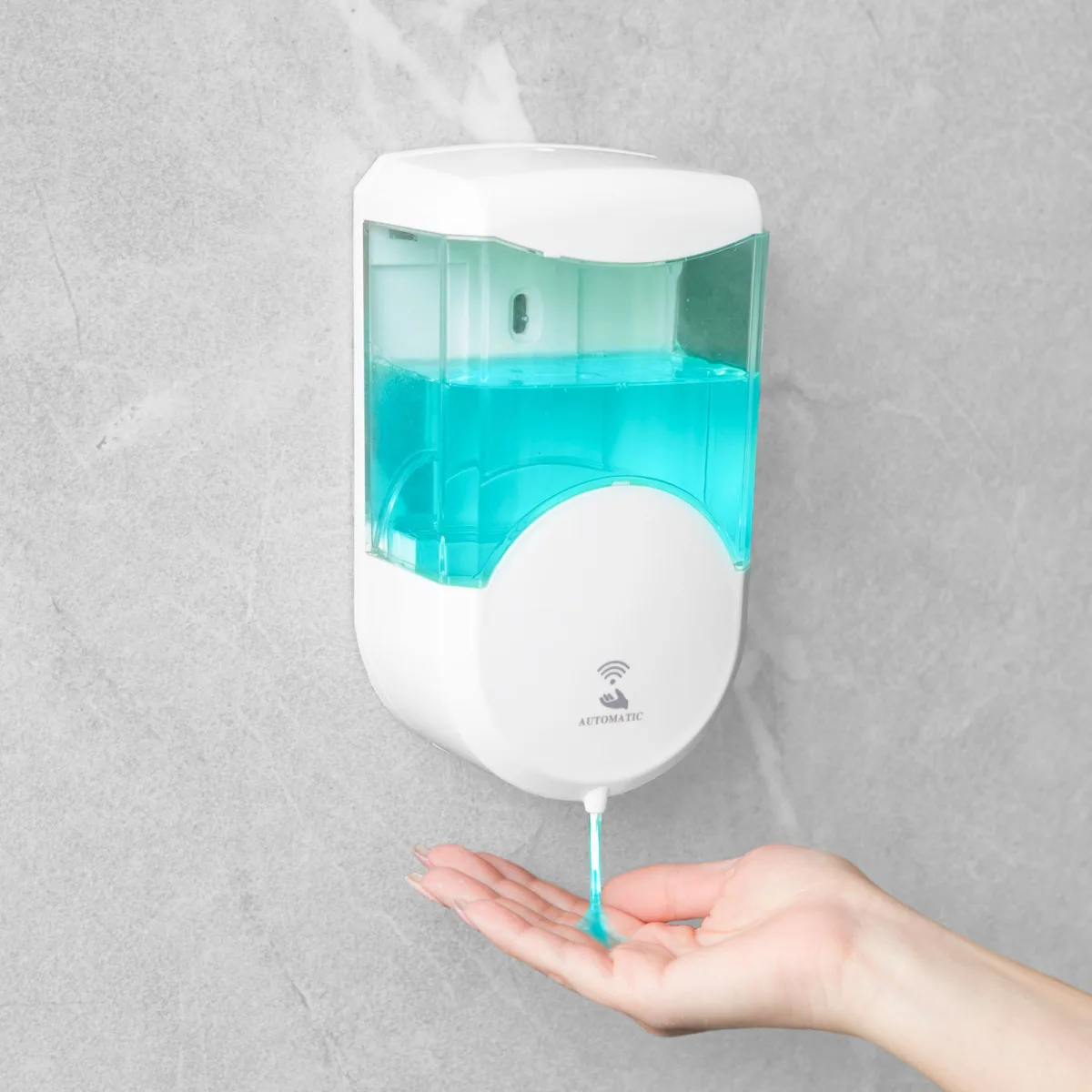 Dozator sapun automat 600ml, senzor, montaj perete, fara contact, alb