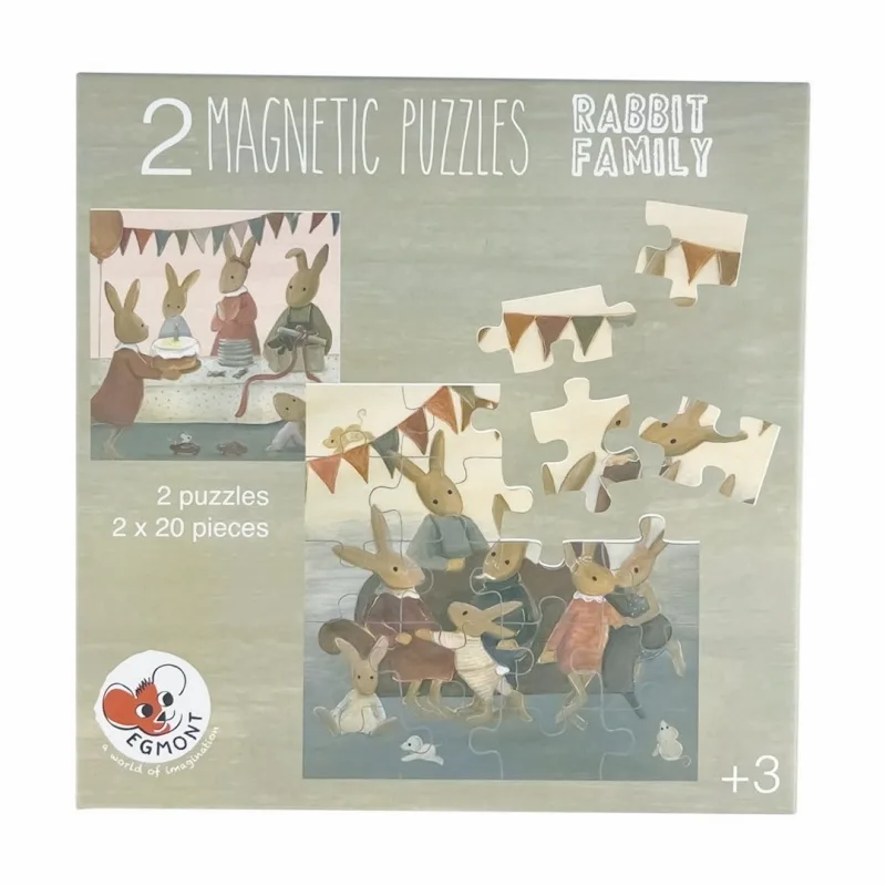 Set 2 puzzle-uri magnetice Familia iepurasilor, Egmont Toys