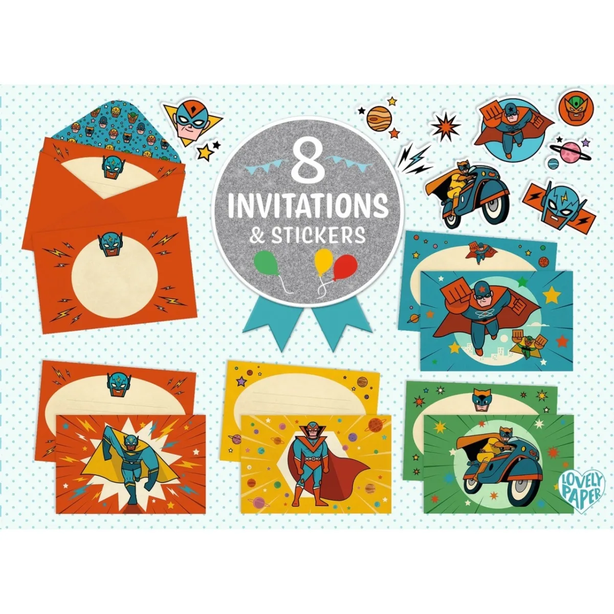 Set de invitatii Supereroi, Djeco - imagine 2