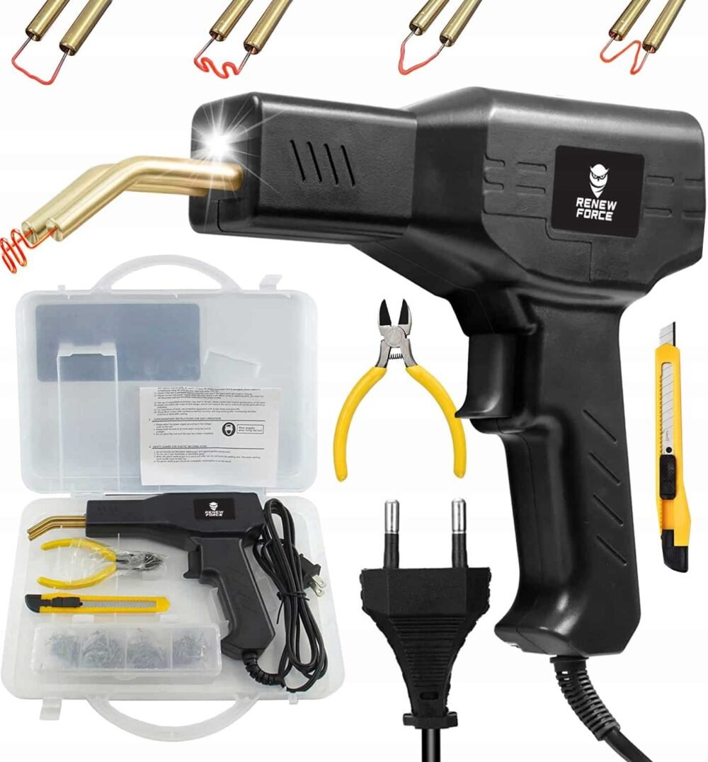 pistol profesional pentru lipit/sudat plastic, kit pentru repararea fisurilor din plastic, polipropilena, 400 capse de intarire, putere 50w, culoare negru, cod: avx-wt-wg-x80 1 Pistol Profesional pentru lipit/sudat plastic, kit pentru repararea fisurilor din plastic, polipropilena, 400 capse de intarire, putere 50W, culoare Negru, Cod: AVX-WT-WG-X80