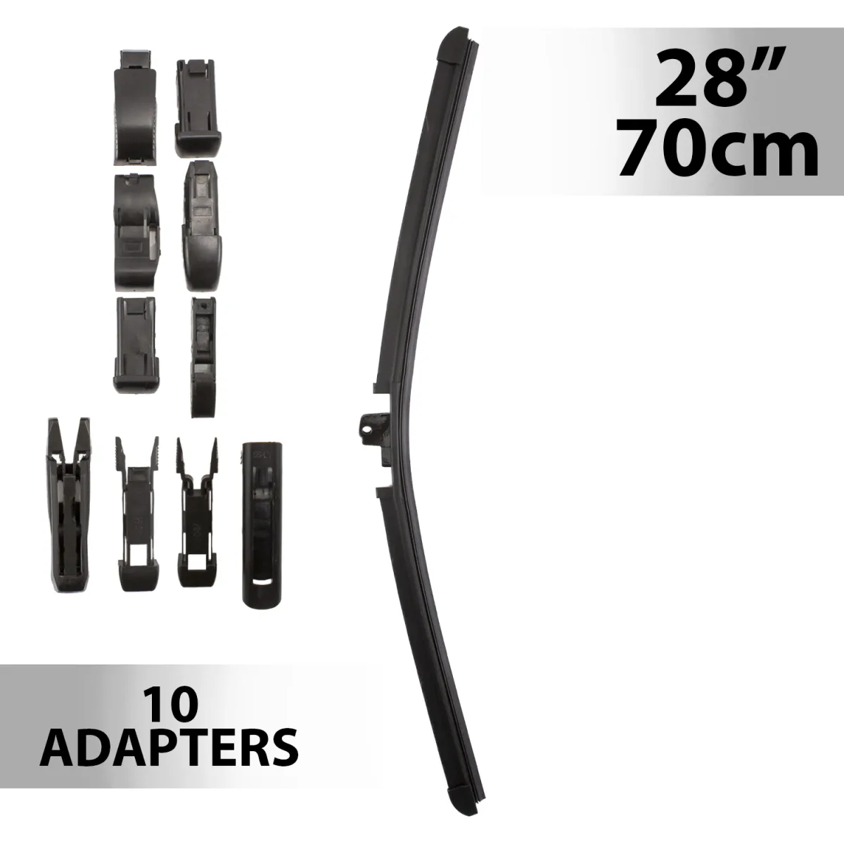 Stergator parbriz 28 inch, 70 cm, universal, 10 adaptoare, lama cauciuc, rezistent intemperii, montaj usor