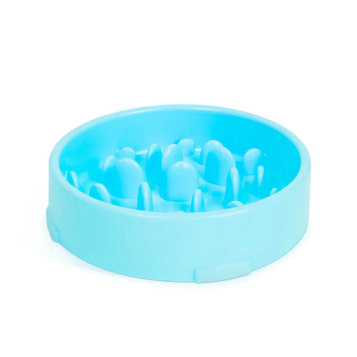 Bol slow feeder pentru caini si pisici, anti mancat rapid, reduce balonarea, plastic, albastru, 20 cm