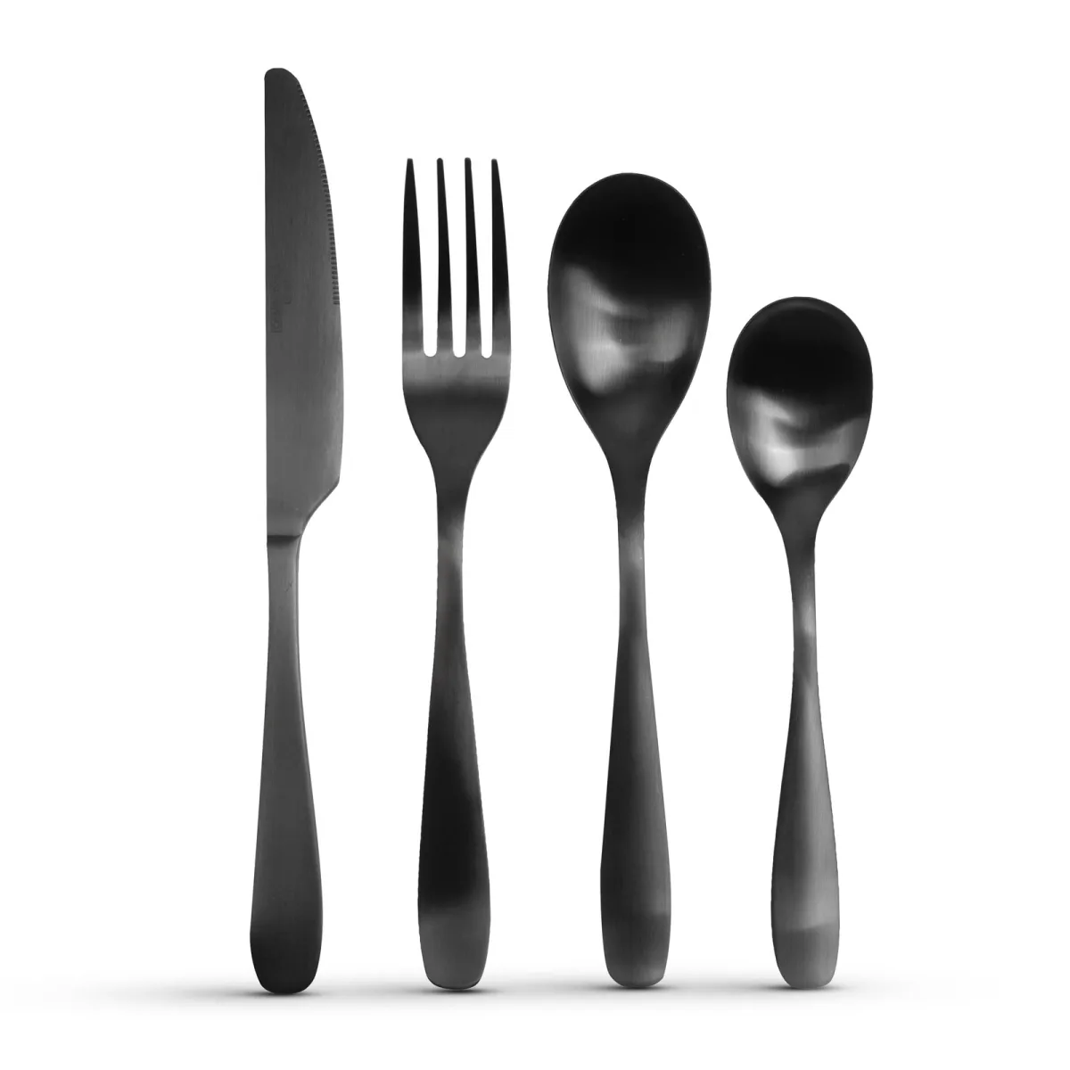 Set tacamuri 16 piese, finisaj mat negru, design modern, usor de curatat, pentru bucatarie si masa