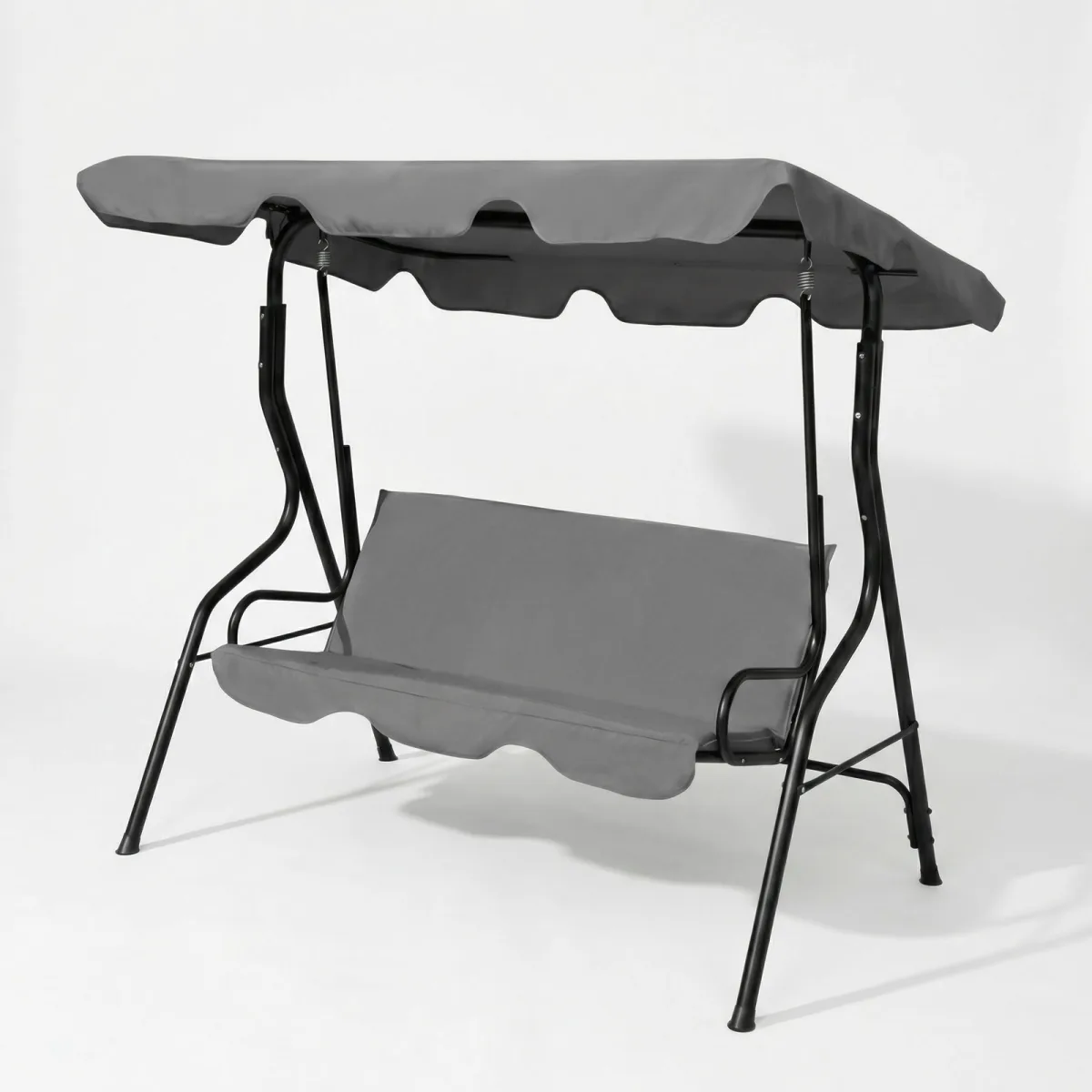 Leagan gradina 3 persoane 170 x 110 x 153 cm gri, balansoar exterior cadru metalic - imagine 2