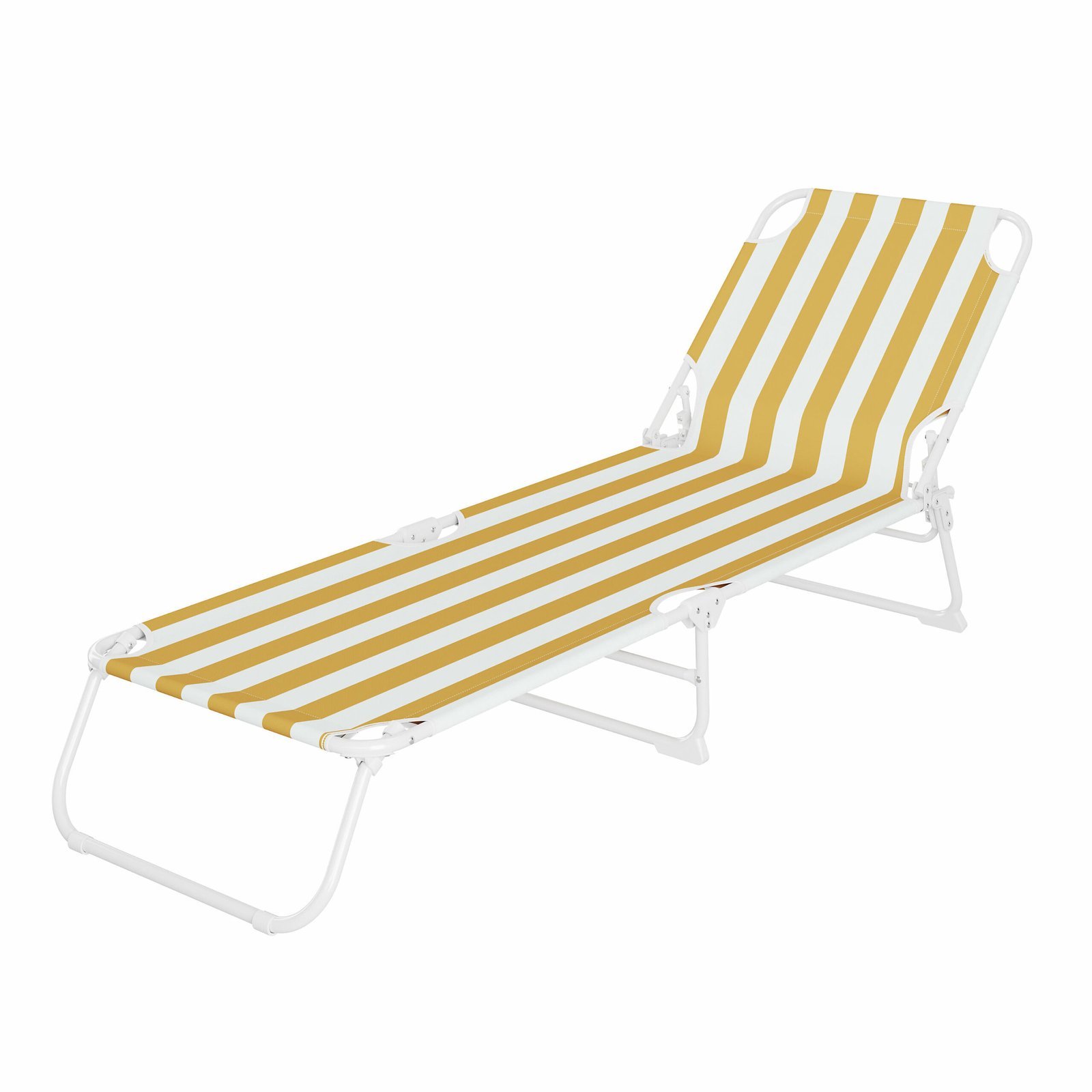 sezlong pliant sersimo, 186 x 56 cm, pentru plaja sau gradina, alb galben, capacitate 110kg 2 Sezlong pliant Sersimo, 186 x 56 cm, pentru plaja sau gradina, alb galben, capacitate 110kg - imagine 2