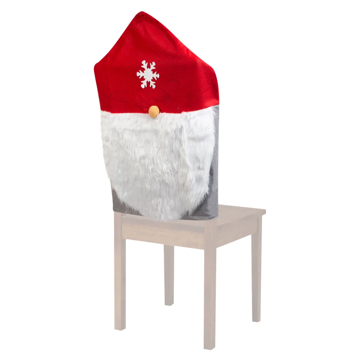 Husa scaun Craciun elf scandinav 50 x 60 cm, decor festiv rosu/gri pentru masa