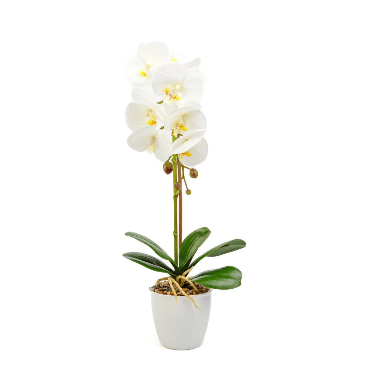Planta artificiala orhidee alba 48 cm, decor elegant realist, pentru casa birou sau evenimente - imagine 2