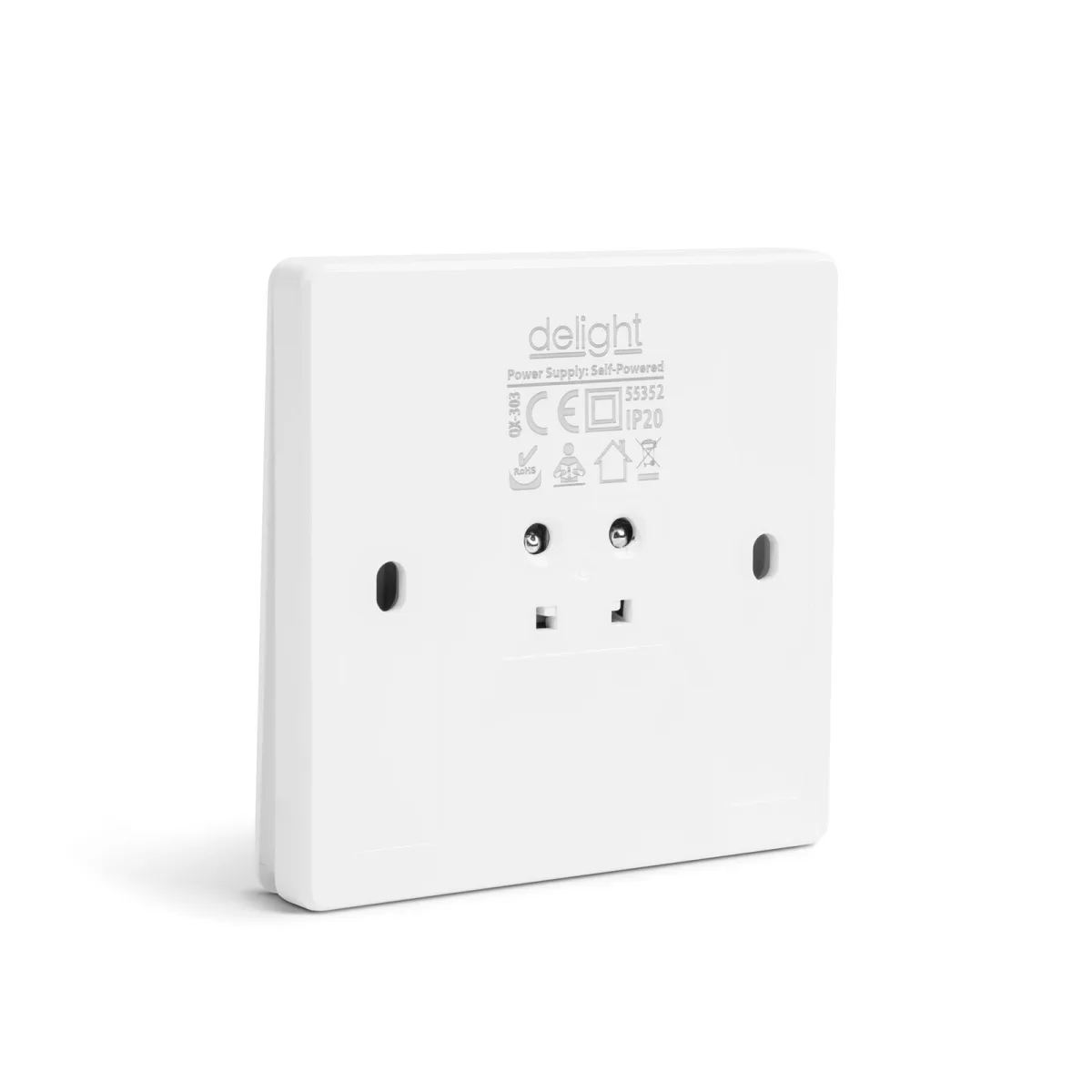 Intrerupator wireless kinetic perete, fara baterii, 433MHz, 1 canal, 100m, IP20, alb - imagine 3