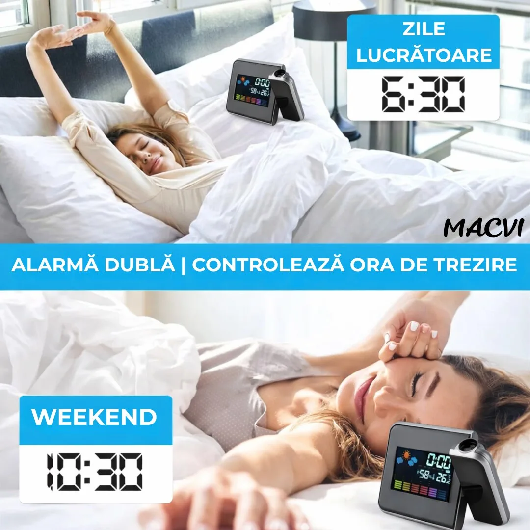 Ceas cu Calendar Macvi®, Alarma si Proiector Tip LED DS-8190 - imagine 3