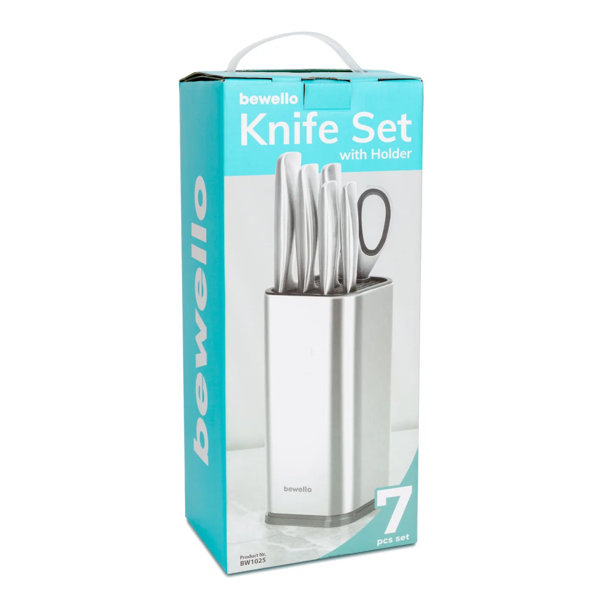 Set cutite bucatarie 7 piese cu suport si foarfeca, otel inoxidabil 3CR13, multifunctional, profesional - imagine 5
