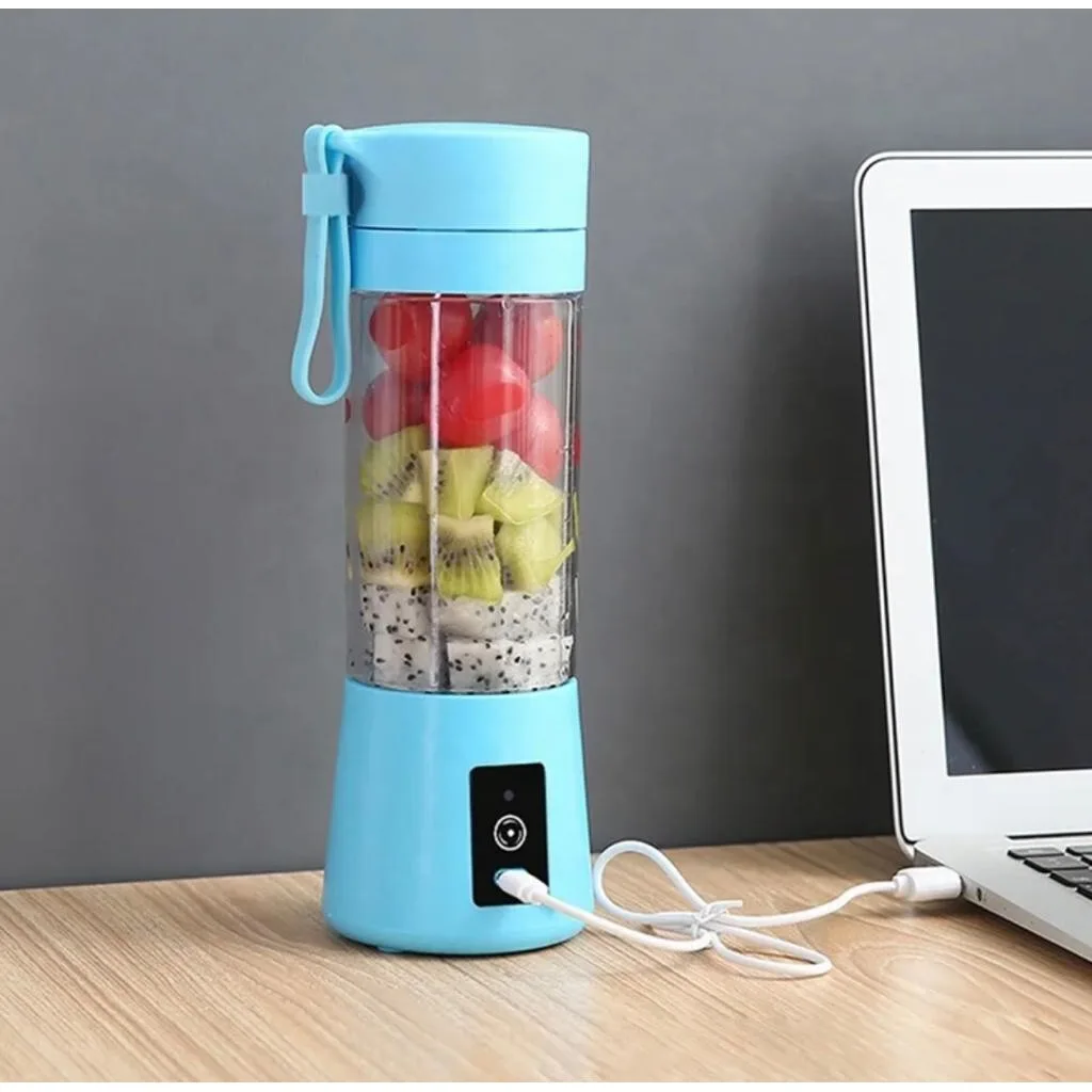 Mini Blender Electric Macvi® ,75 W,1x USB, 380 ml, Albastru - imagine 3