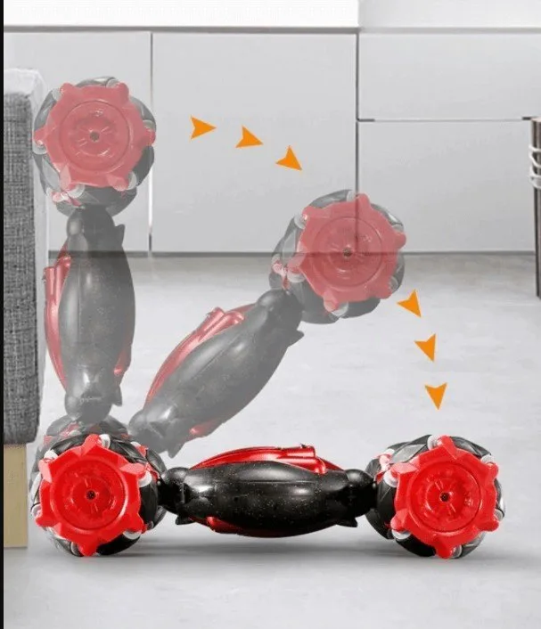 Masina de teren RC, 1:16, control gesturi, LED, reversibila, baterie reincarcabila, negru rosu - imagine 5