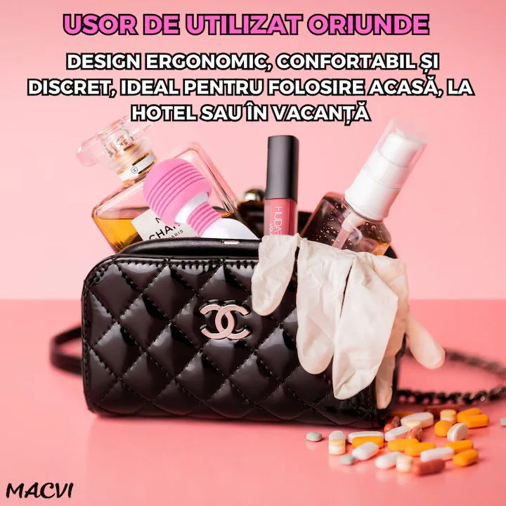 Vibrator Mini Macvi® Moduri Vibratie, Stimulare Punct G, Reincarcabil USB, Flexibil 360°, Alb-Roz - imagine 4