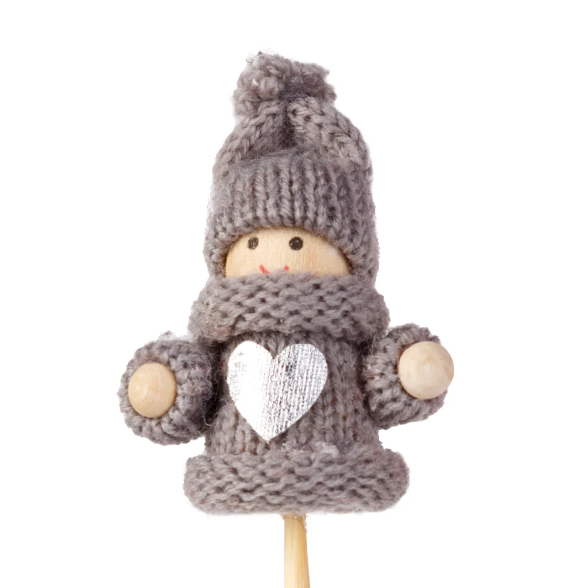 Decoratiune Craciun elf scandinav pe bat 50 cm, figurina textila pentru ghiveci sau decor interior