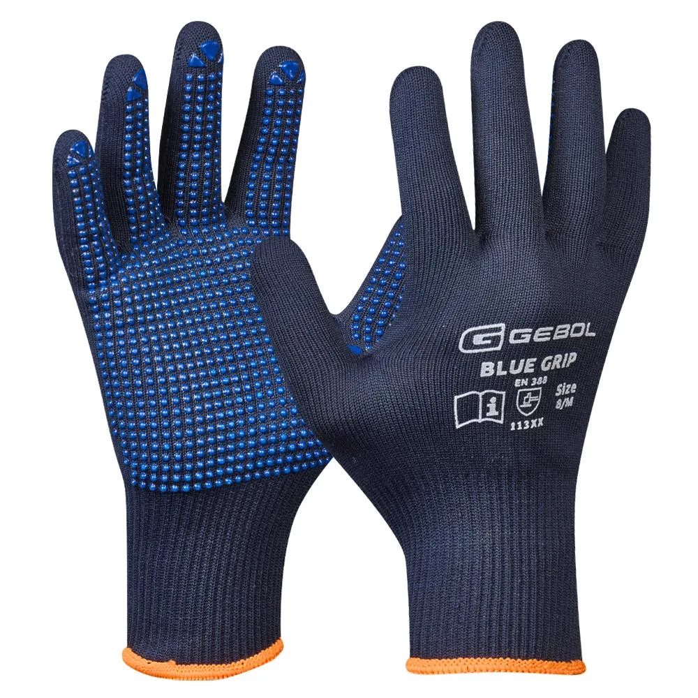 Gebol 709428_09, Manusi de protectie Blue Grip, din nylon, poliacrilic si bumbac, acoperire cu puncte din PVC, uz profesional, marimea 9/L - imagine 2