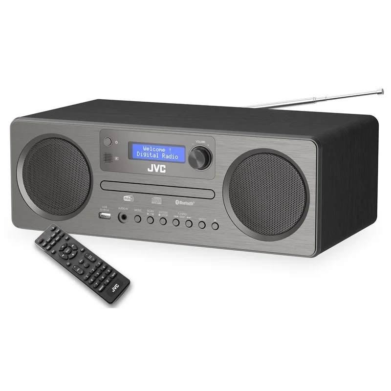 Sistem audio JVC ALL-IN-ONE RD-E861B-DAB, Tuner Digital Dab+/FM, 10 W RMS, Unitate CD, USB, Bluetooth 5.0, negru/gri