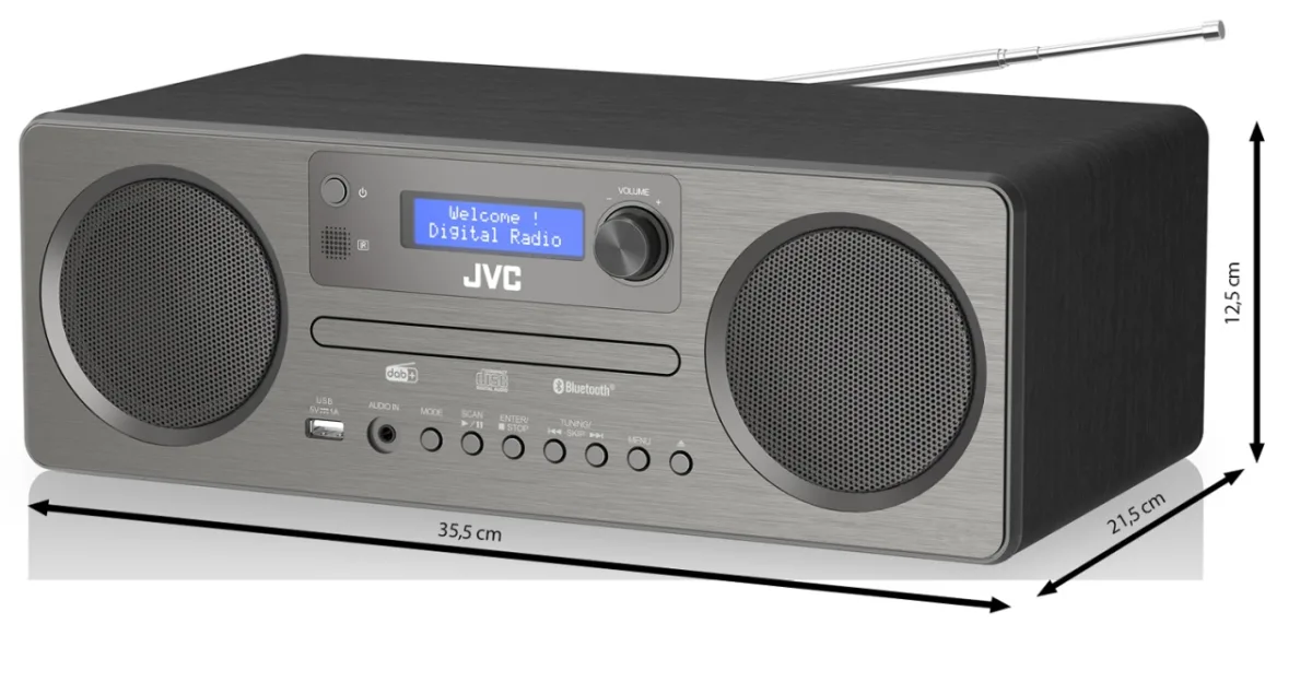 Sistem audio JVC ALL-IN-ONE RD-E861B-DAB, Tuner Digital Dab+/FM, 10 W RMS, Unitate CD, USB, Bluetooth 5.0, negru/gri - imagine 4