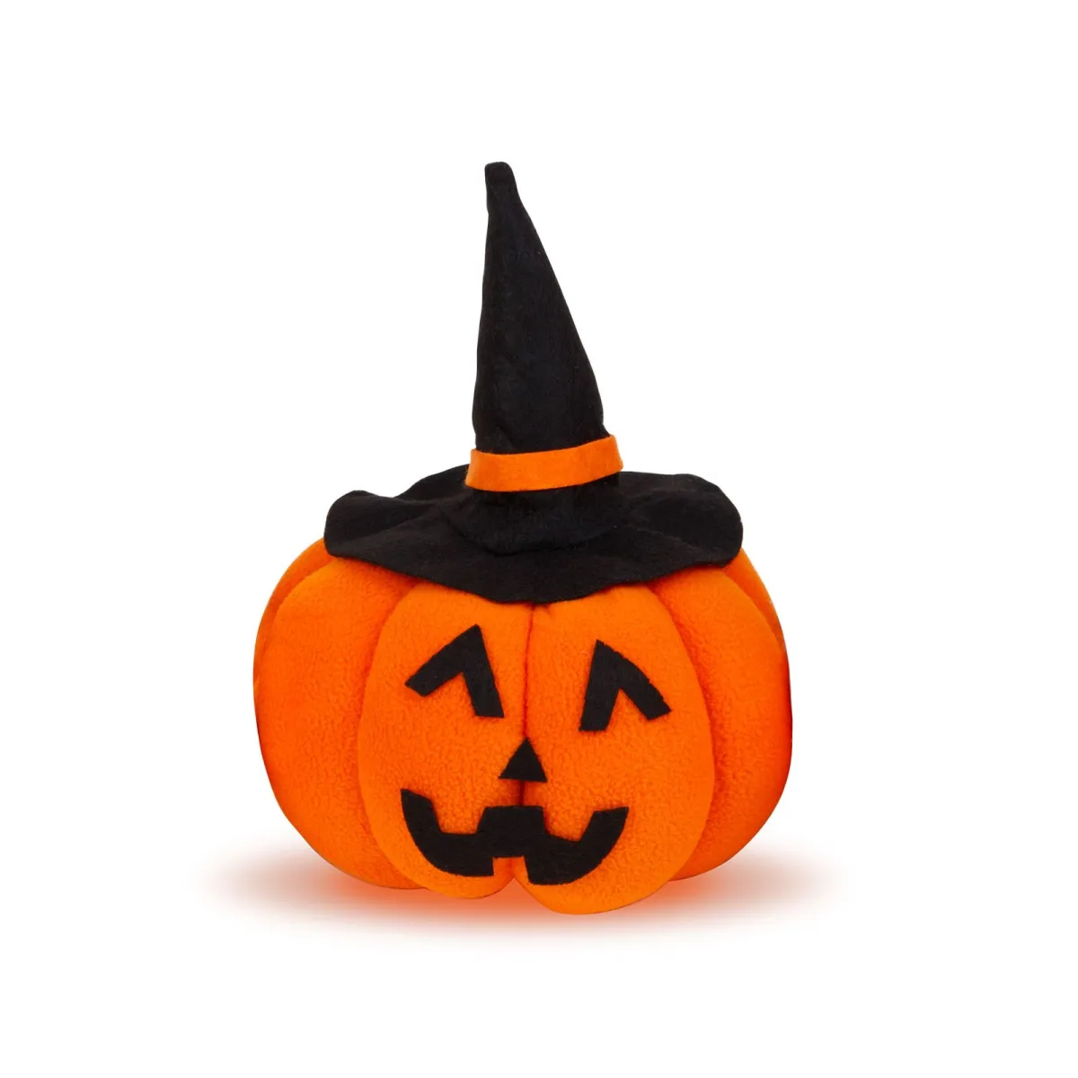 Decor dovleac Halloween textil, 10x10x15 cm,  palarie neagra
