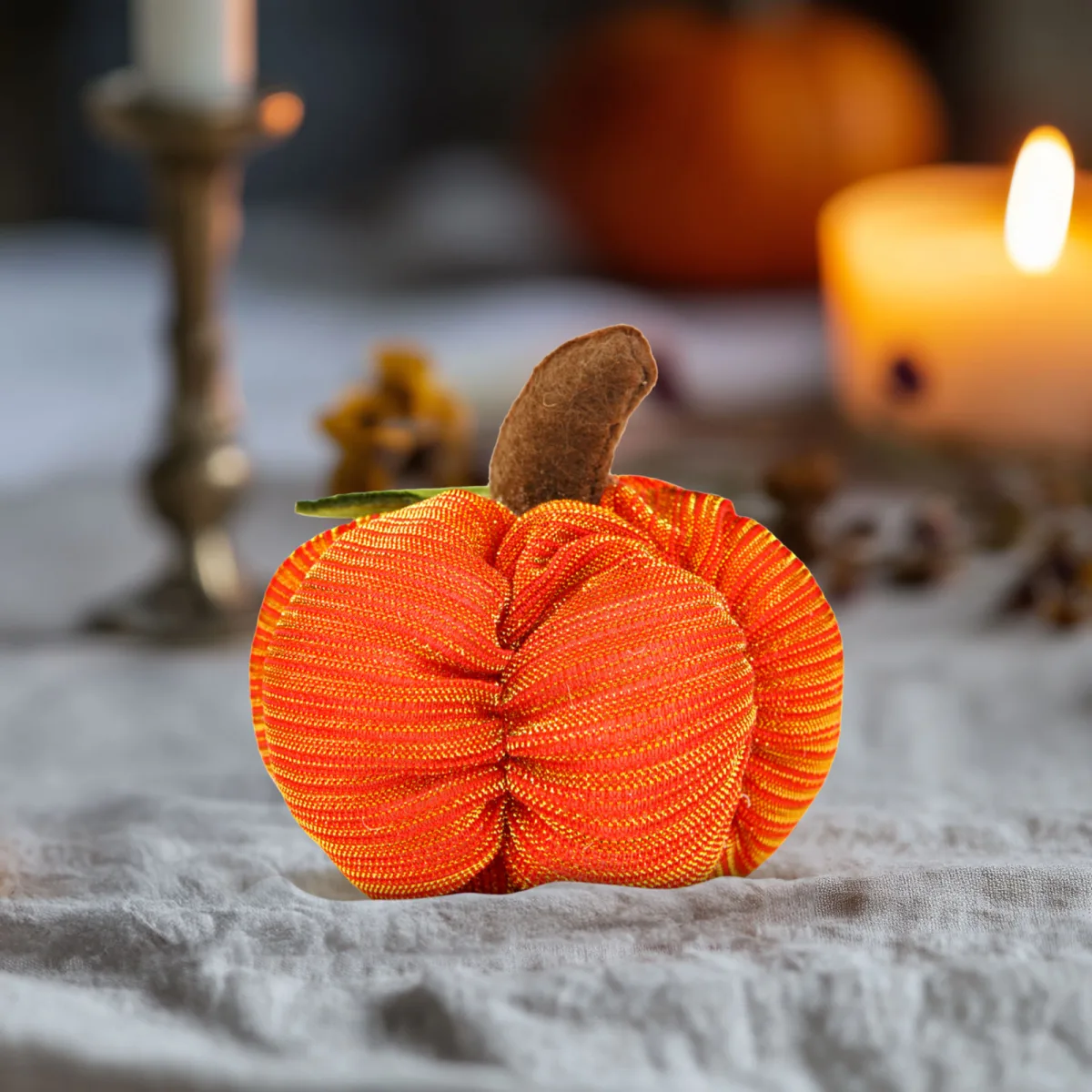 Decoratiune Halloween dovleac textil, 7 x 7 x 7 cm
