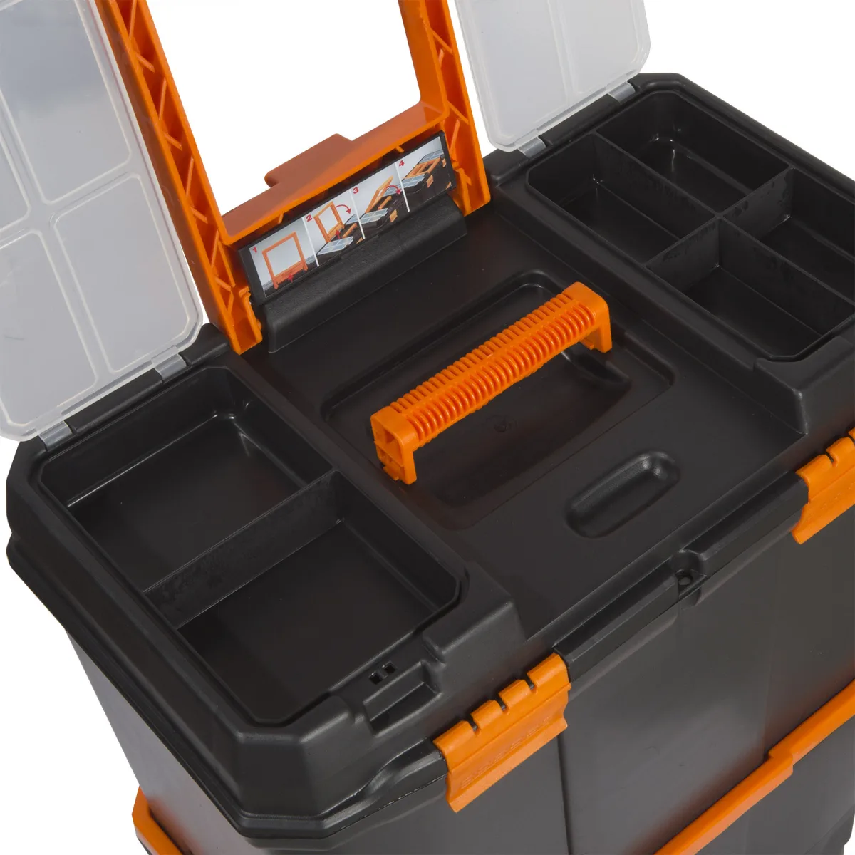 Cutie de scule din plastic cu roti si organizator, separabila in 2 parti, 18 inch - imagine 4