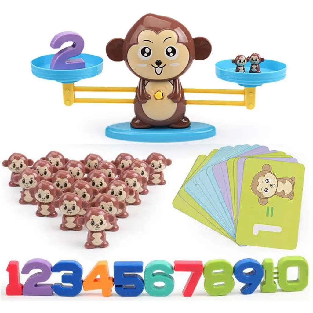 Jucarie Educativa Macvi® Maimuta Balanta STEM cu 65 Piese Joc Matematica si Numere Copii - imagine 2