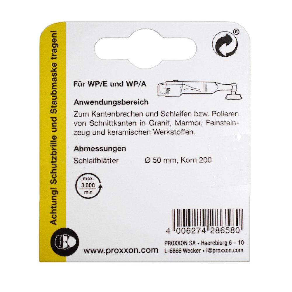 proxxon 28658, set 3 discuri diamantate pentru slefuire si lustruire, gr200, diametru 50mm, pentru wp/a si wp/e 4 Proxxon 28658, Set 3 discuri diamantate pentru slefuire si lustruire, GR200, diametru 50mm, pentru  WP/A si WP/E - imagine 4