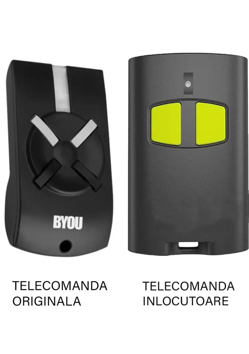 Telecomanda inlocuitoare poarta garaj BYou T2AButoane/ cod saritor/ 433.92Mhz (649)