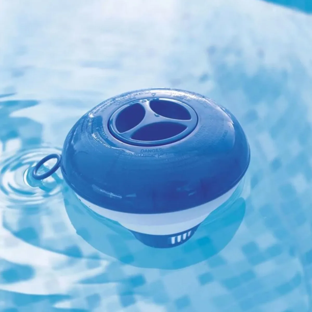 Dozator clor pentru piscine, 12,5 cm, tablete 5 cm, plastic rezistent UV, plutitor, albastru-alb
