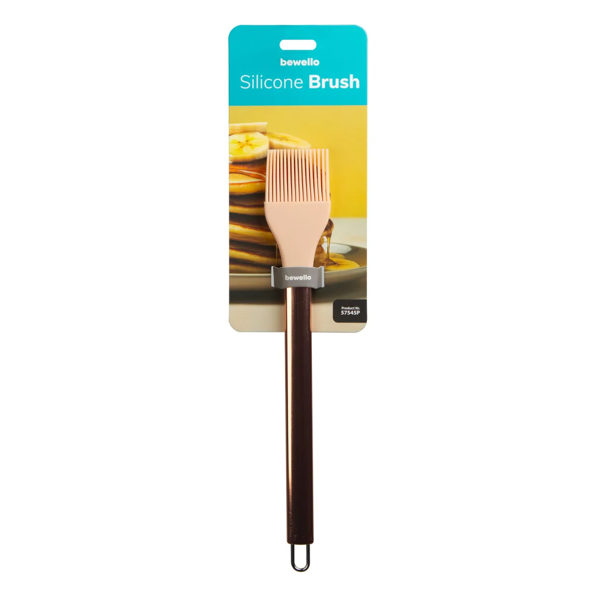 Perie silicon bucatarie 28 cm, maner inox, pentru uns si gatit, rezistenta la caldura