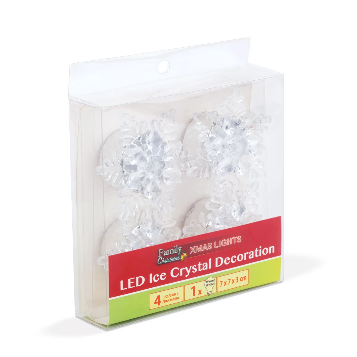 Set decoratiuni LED, model fulg zapada, 4 bucati, lumina alba, calda, pe baterii - imagine 4