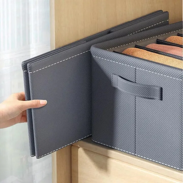Organizator haine, MACVI, 9 compartimente, pliabil, rigidizat, gri, 44x25x20cm - imagine 2