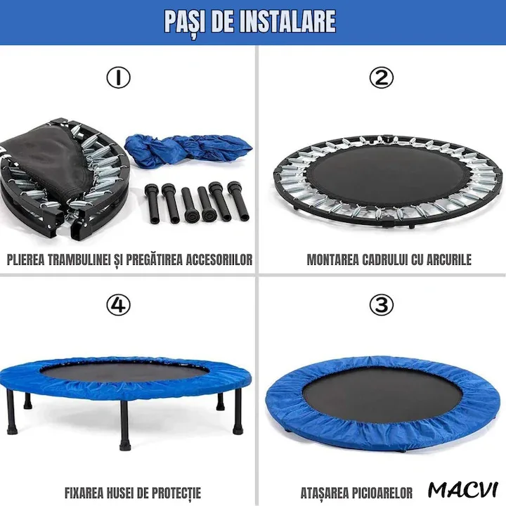 Trambulina Macvi®, 97 cm, ideala pentru copii si antrenamente fitness, 70 kg - imagine 5
