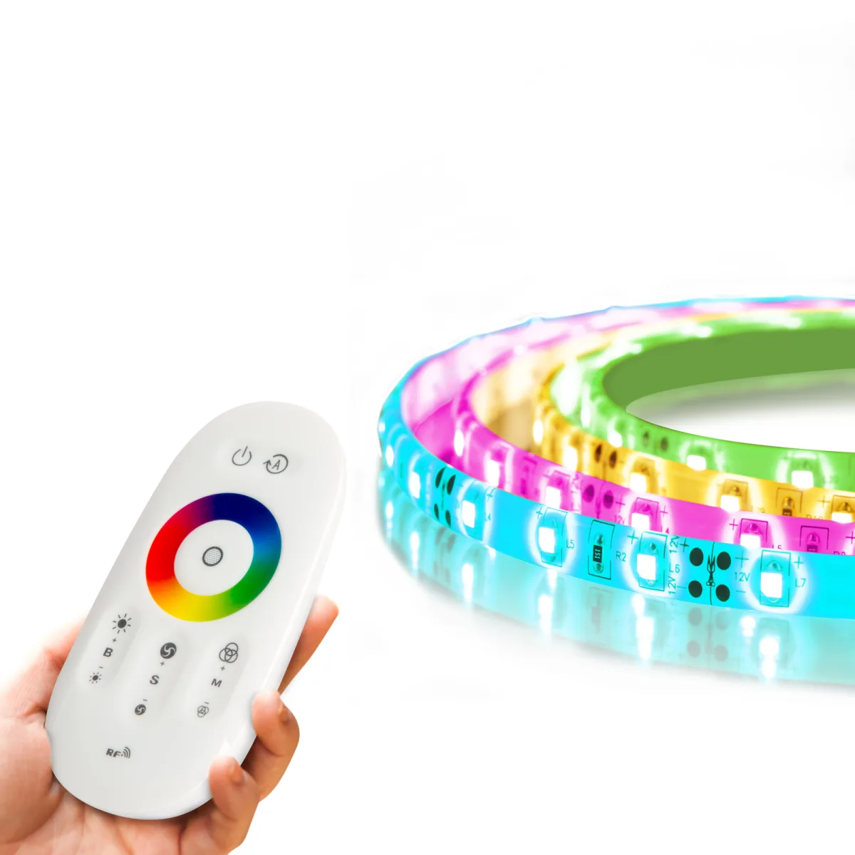 Banda LED RGB 5 m, telecomanda touch, multicolor, IP65, efecte lumini, decor interior /exterior