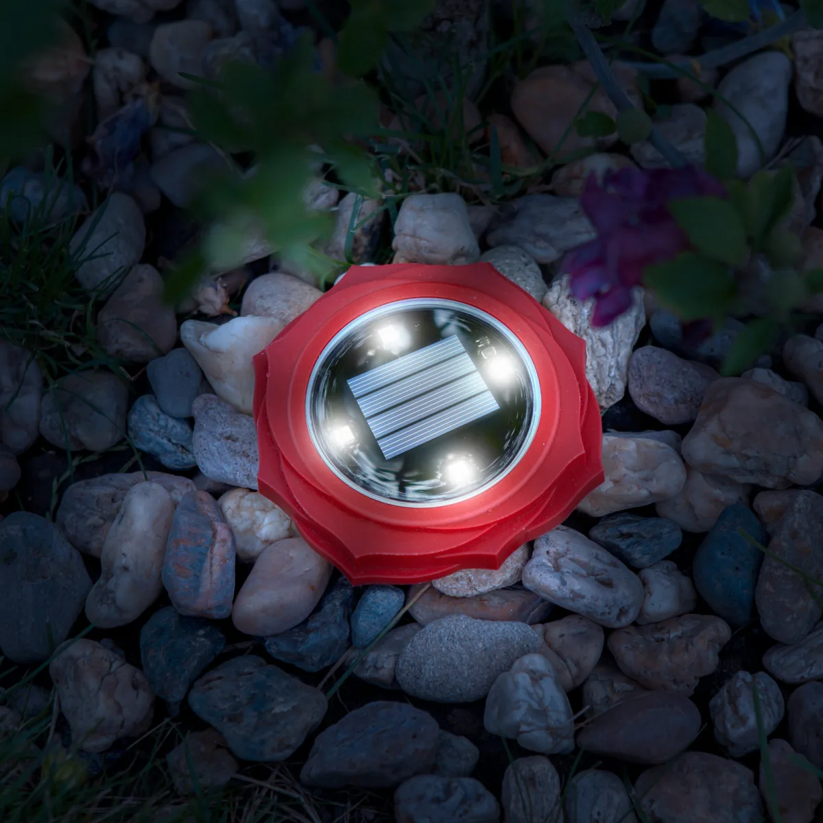 Lampa solara gradina LED alb rece rosie, iluminat exterior cu tarus, decor alee