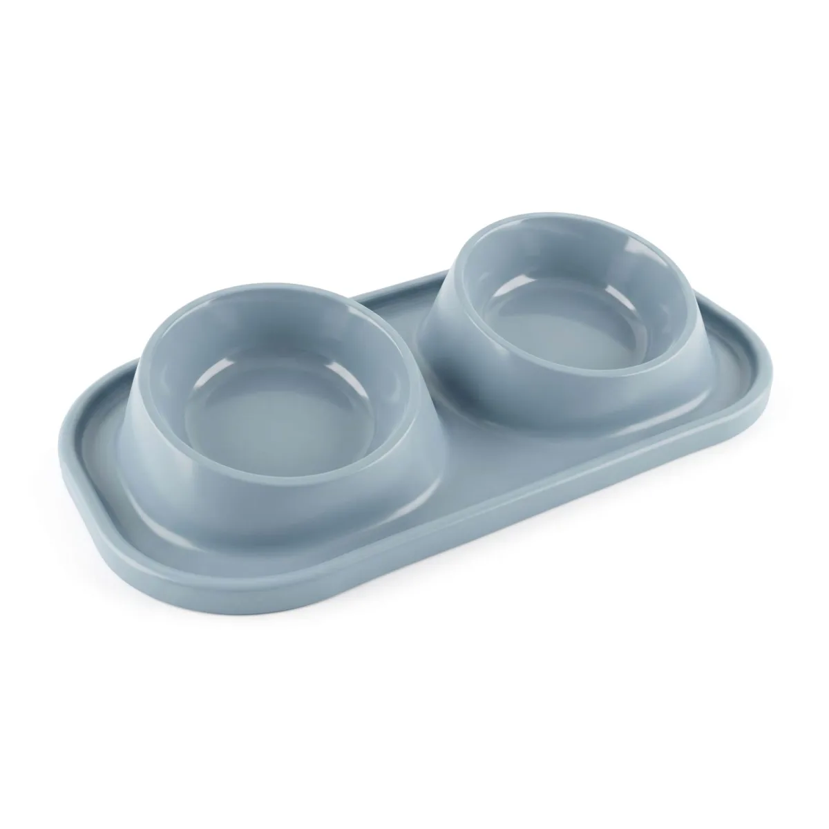Set hranire caini si pisici cu 2 boluri inox si suport silicon antiderapant, 41 x 22 x 8 cm