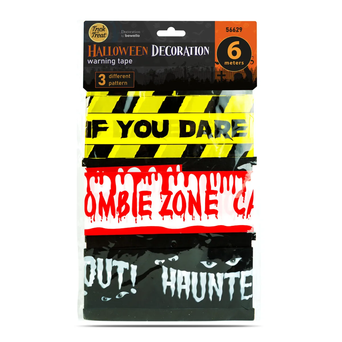 Set 3 benzi avertizare Halloween, decor infricosator, interior exterior, 3 x 6 m - imagine 3