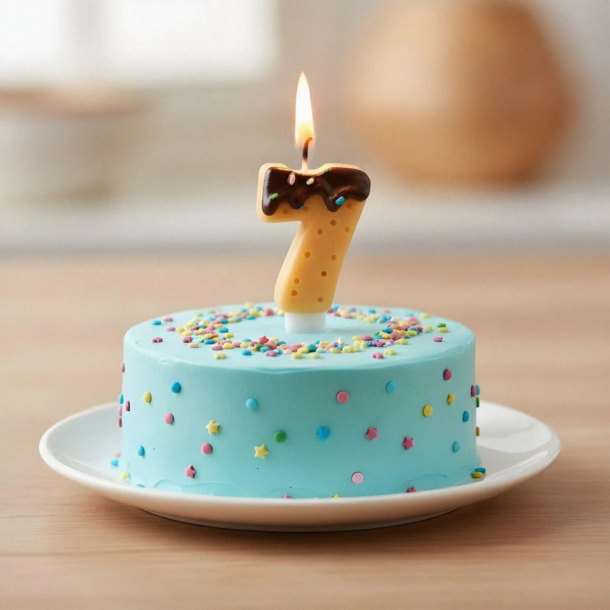 Lumanare tort cifra 7, decor aniversar, 12 cm